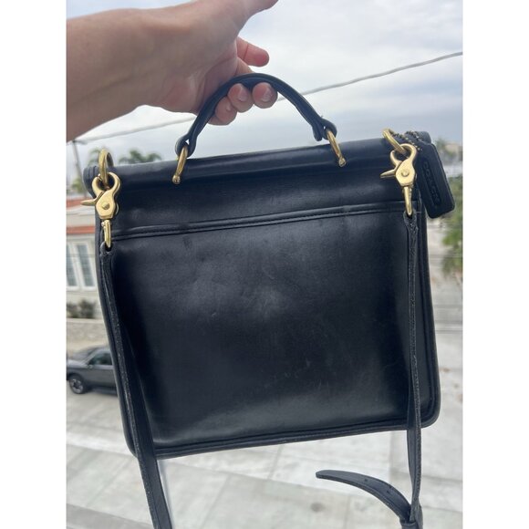 Vintage 90s Coach Black Willis crossbody satchel preppy bag J9C-9927 gold - Picture 4 of 16
